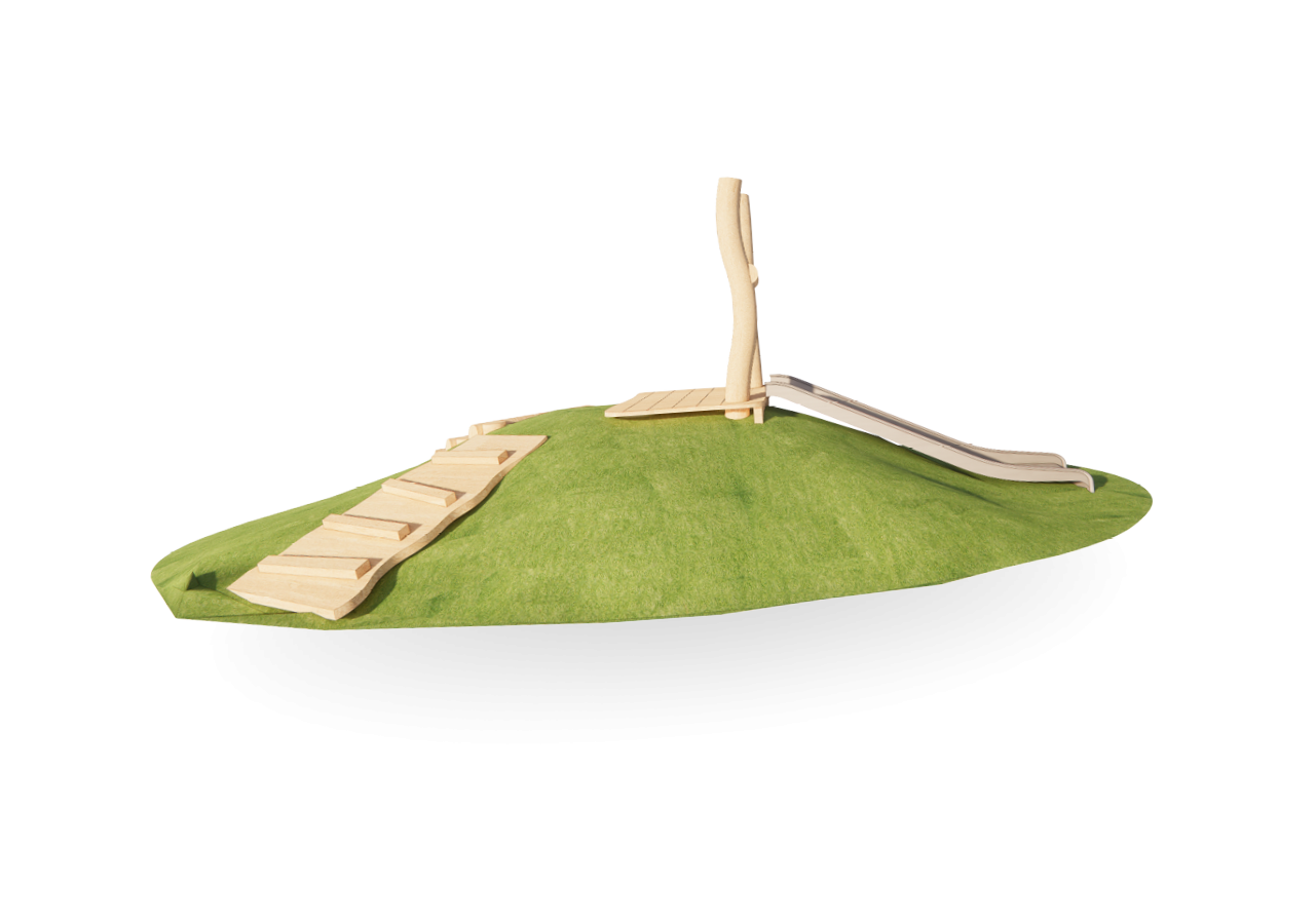 Heuvelglijbaan stammentrap met klimwand Klimmie