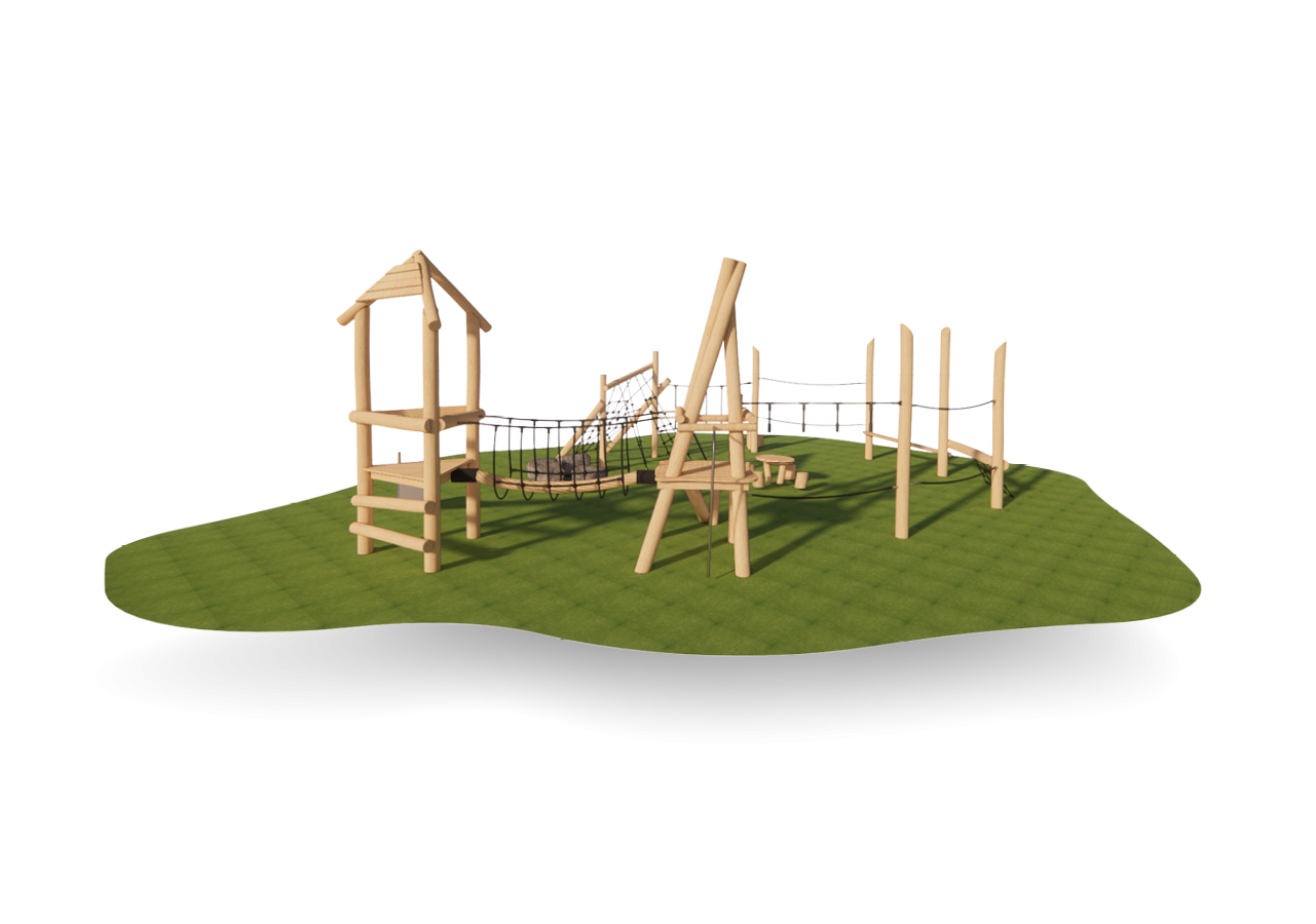 Heydonck is een veelzijdige speelcombinatie met parcours. Ideaal voor klimmen, balanceren en actief spel.