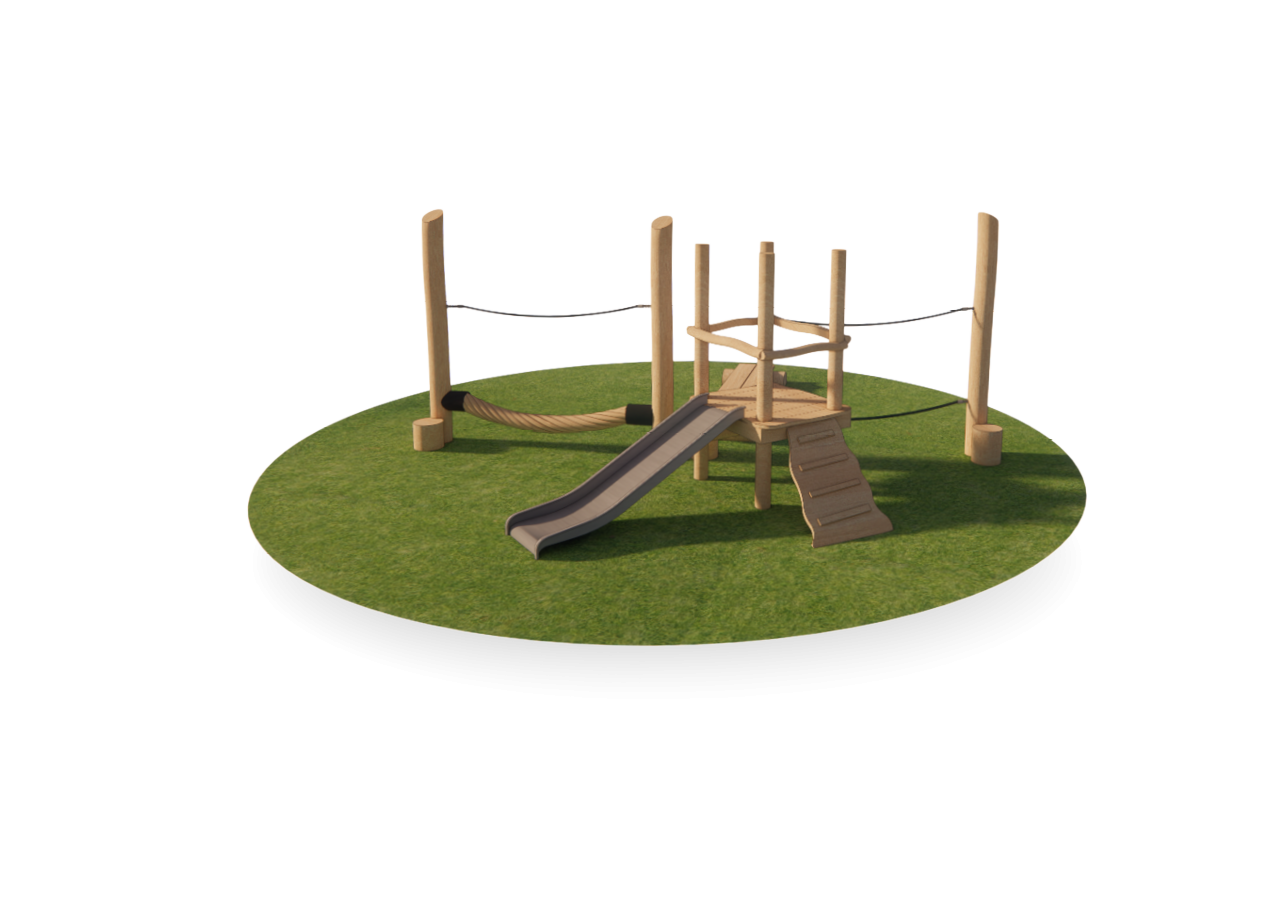 Rondo is een speelse combinatie met ronde vormen die uitnodigt tot bewegen, klimmen en samen spelen.