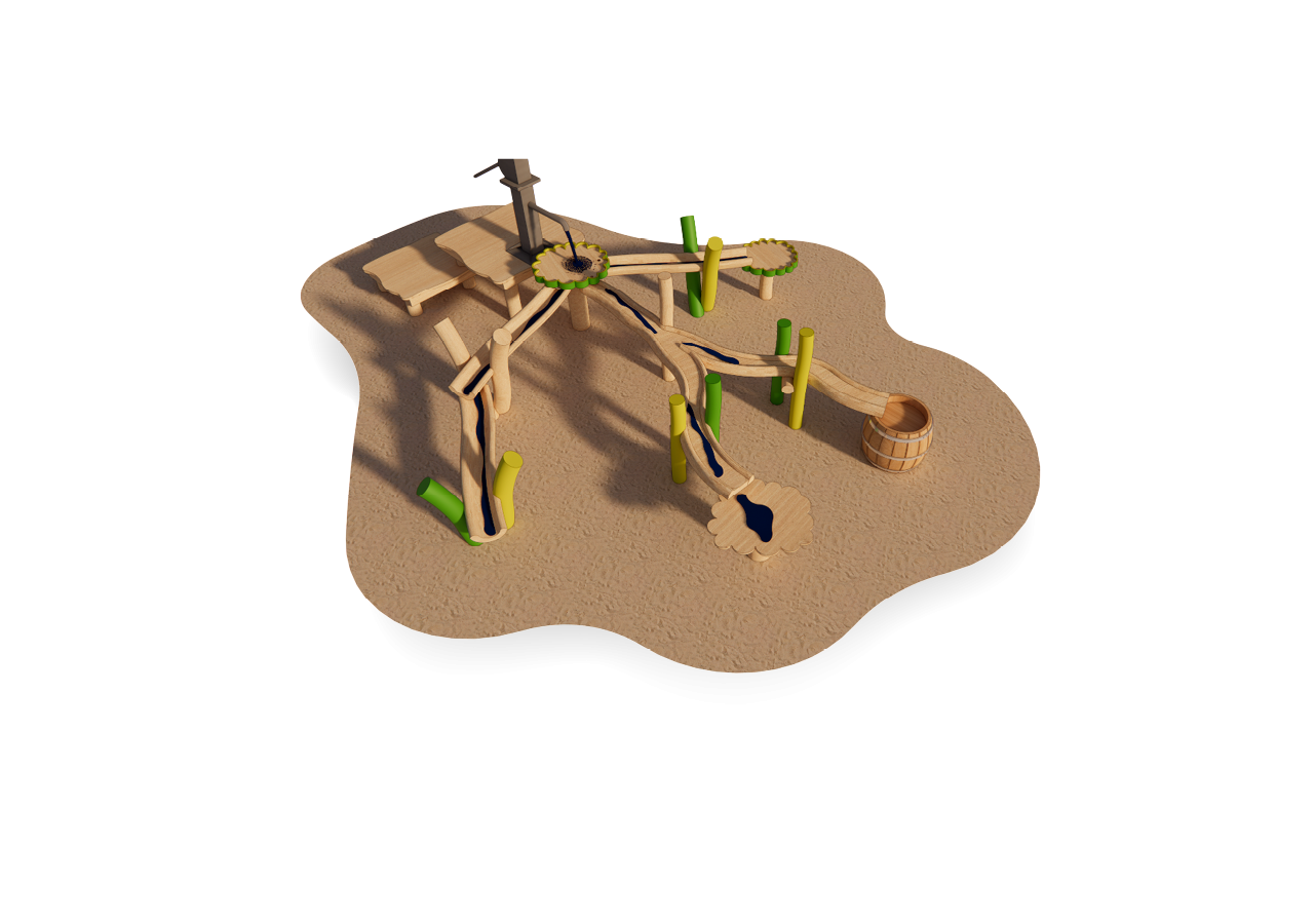 Spring is een speelse waterbaan waar kinderen experimenteren met stroming en water. Ideaal voor actief en ontdekkend spel.